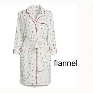 LANDSEND Wms Plus Size 3/4 Sleeve Flannel Sleepshirt Nightgown/Robe/Lounging